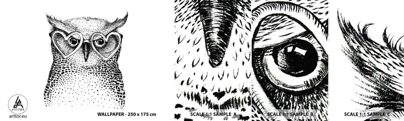 Fotótapéta Minta Standard Eco - Bölcsen és szeretettel - Bagoly, Gyerekeknek, Állatok - 100x30 cm