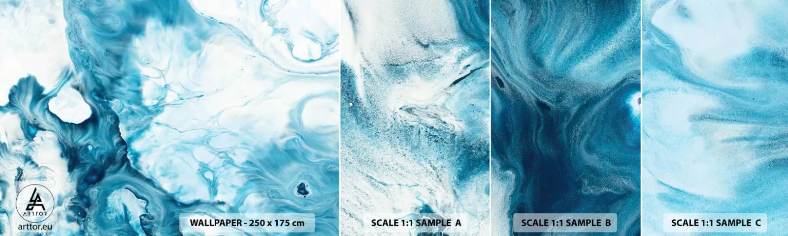 Fotótapéta Minta Standard Eco - Kékség koncertje - Absztrakció, Darab, Modern művészet - 100x30 cm