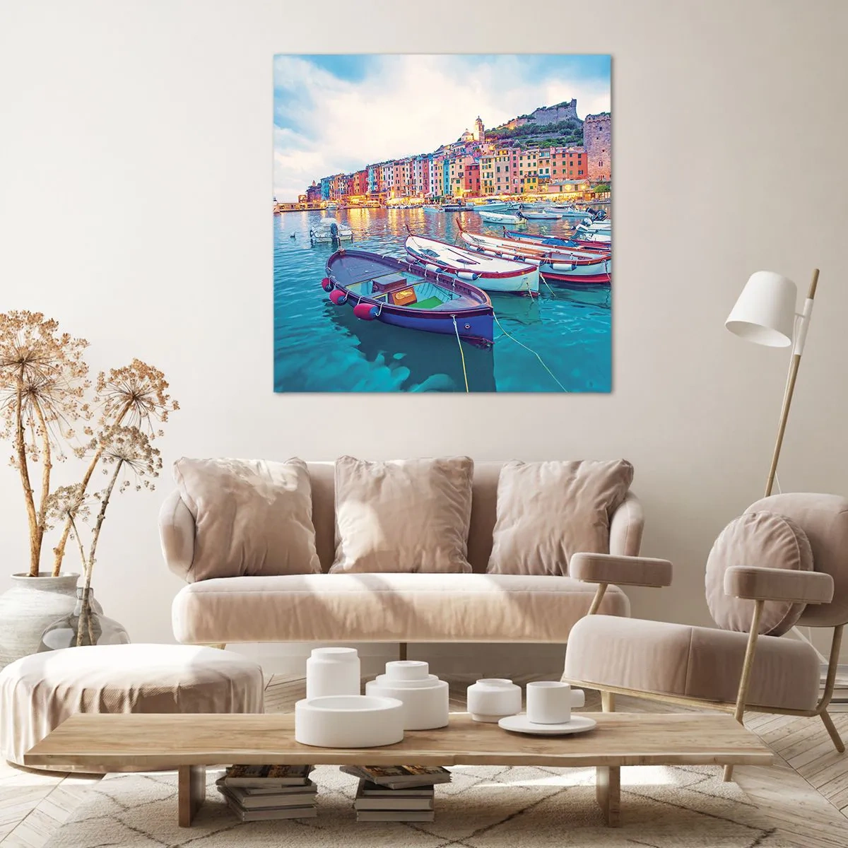 Vászonkép - Színes este a kikötőben - 40x40 cm