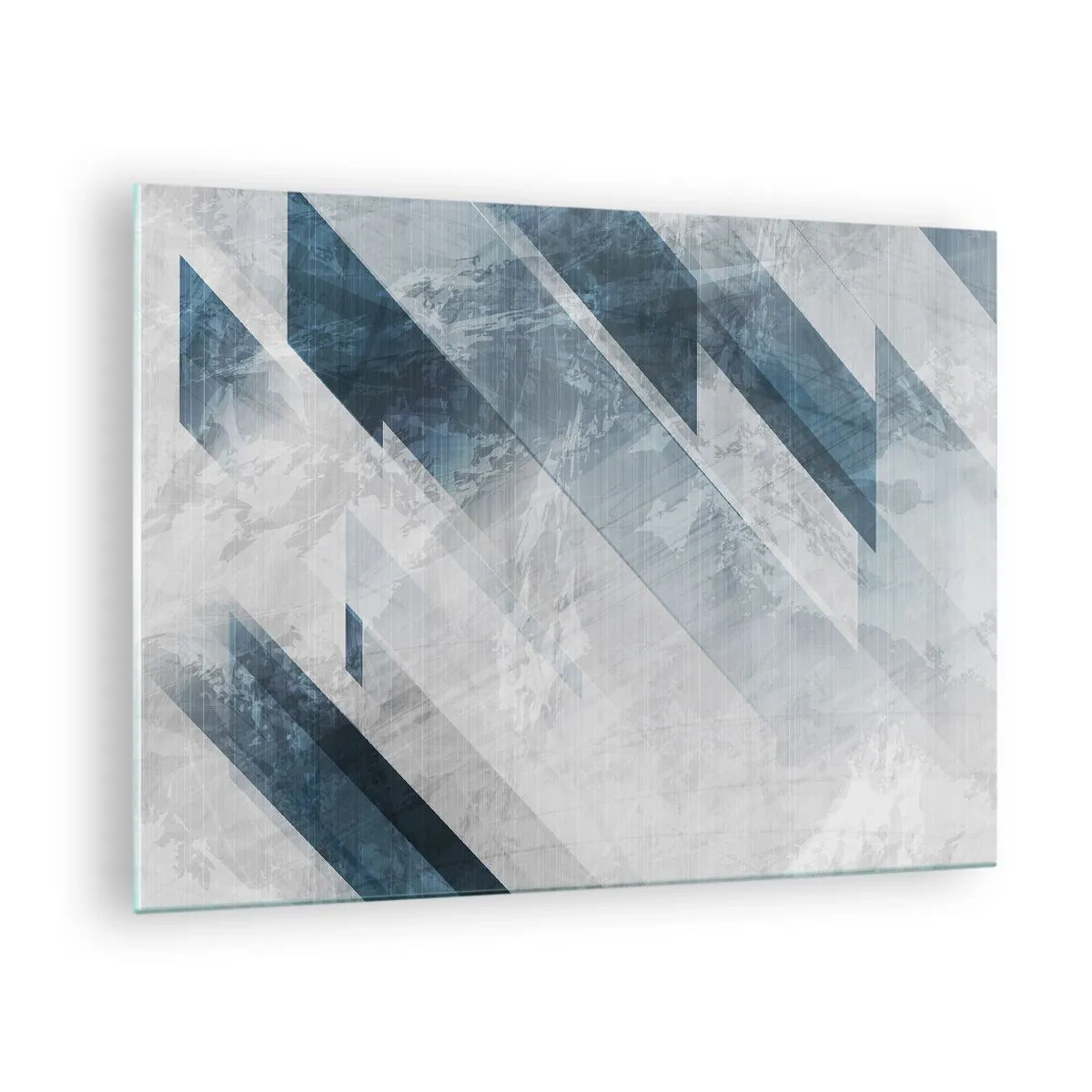 Üveg kép - Geometrikus csíkok szürke és sötétkék árnyalatokban - 70x50cm - Térkompozíció - szürke mozgás - Modern fali dekoráció nappalihoz és hálószobához ARTTOR