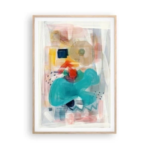 Poszter világos tölgy keretben - Színes játék - 70x100 cm