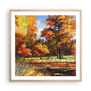 Poszter világos tölgy keretben - Tájkép aranyban és bronzban - 60x60 cm