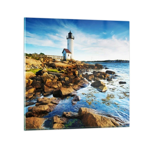 Üveg kép - Gyertek vissza boldogan, várlak - 70x70 cm