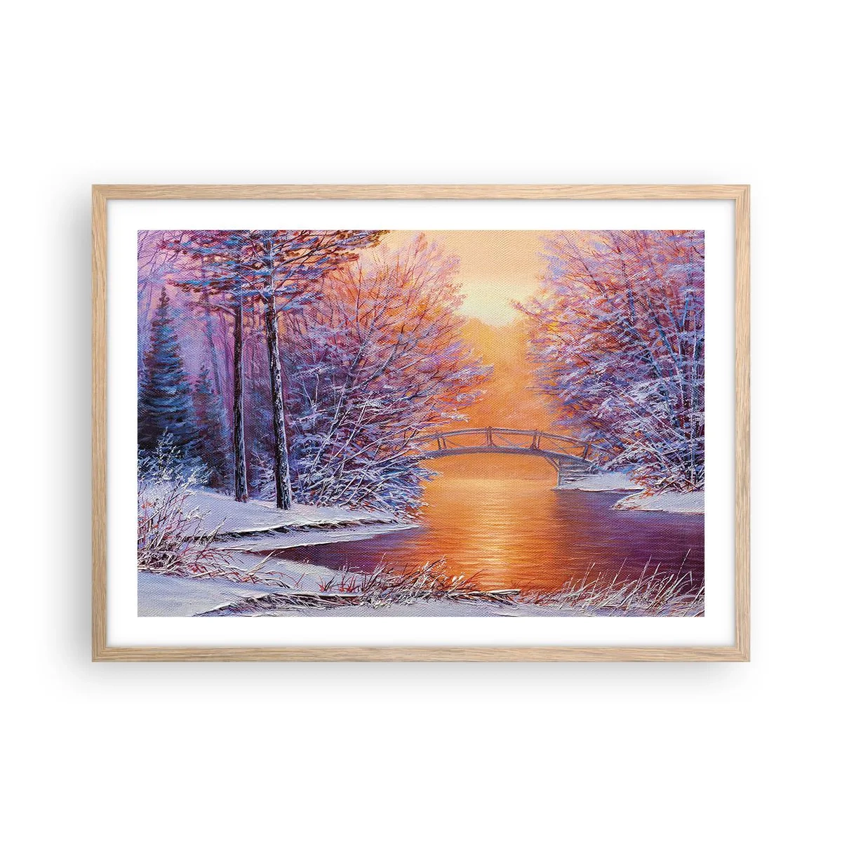 Poszter világos tölgy keretben - Találkozzunk itt - 70x50 cm