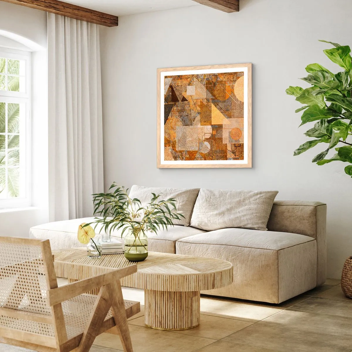 Poszter világos tölgy keretben - Kubikus bronz tanulmánya - 60x60 cm