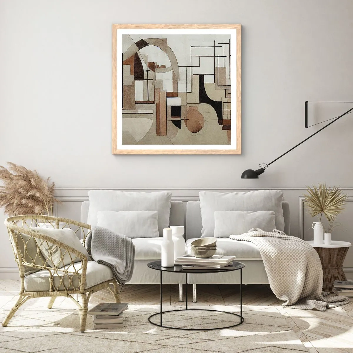 Poszter világos tölgy keretben - Városkép 2.0 - 60x60 cm