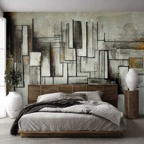 Fotótapéta Standard Eco - Szürke árnyalatú téglalapok geometriai kompozíciója - 100x70cm - Az egyszerűség ereje - Modern fali dekoráció nappalihoz és hálószobához ARTTOR