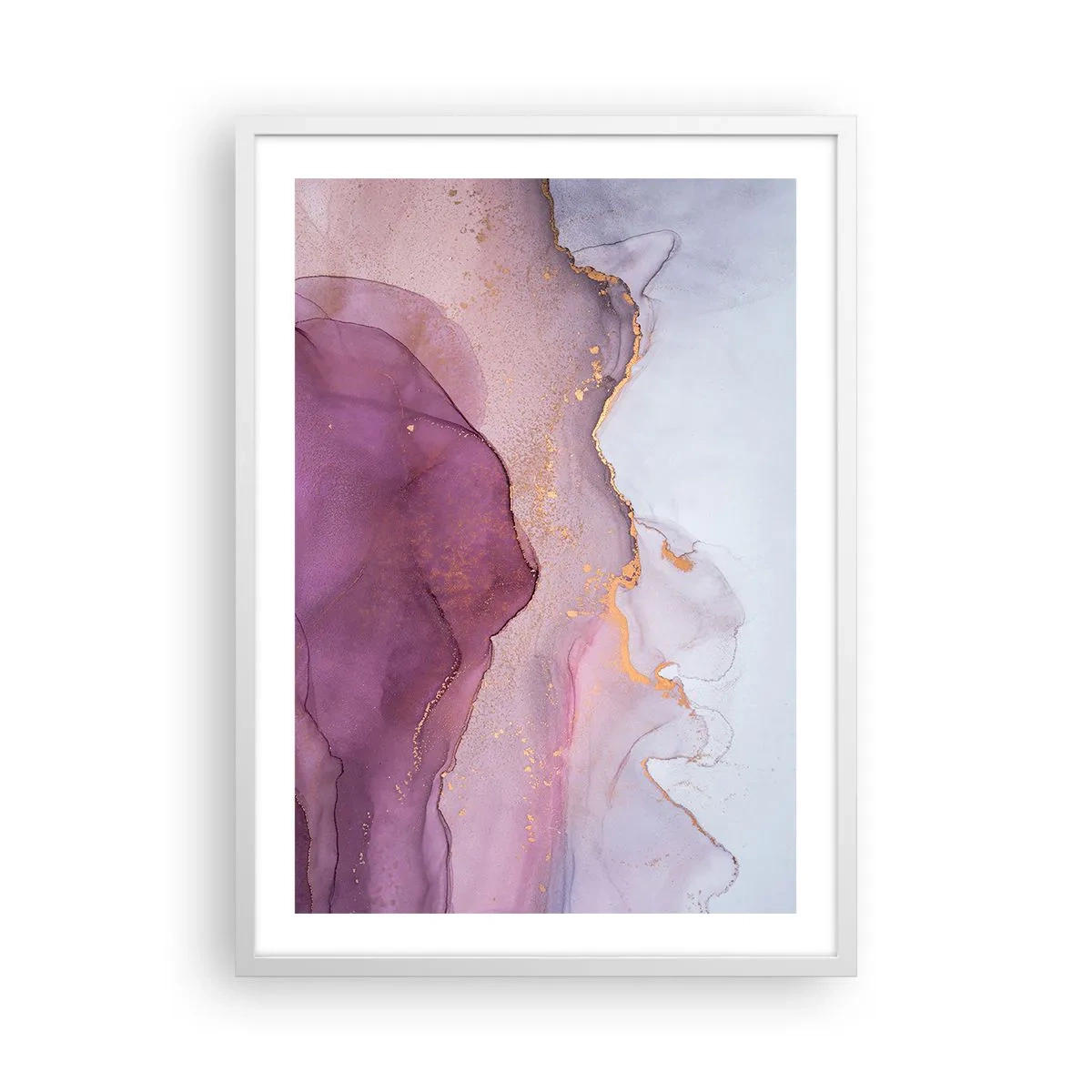 Poszter fekete keretben - Lila és orgonaszínű hullámok - 50x70 cm
