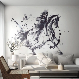 Fotótapéta Premium Canvas - Fekete lovag - Absztrakció, Lovag lóháton, Lovagi páncél - 100x70 cm