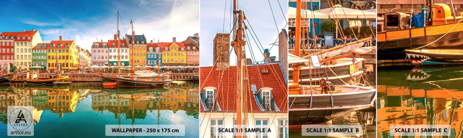 Fotótapéta Minta Standard Eco - A tükörsima víz felett - Tájkép, Építészet, Koppenhága - 100x30 cm