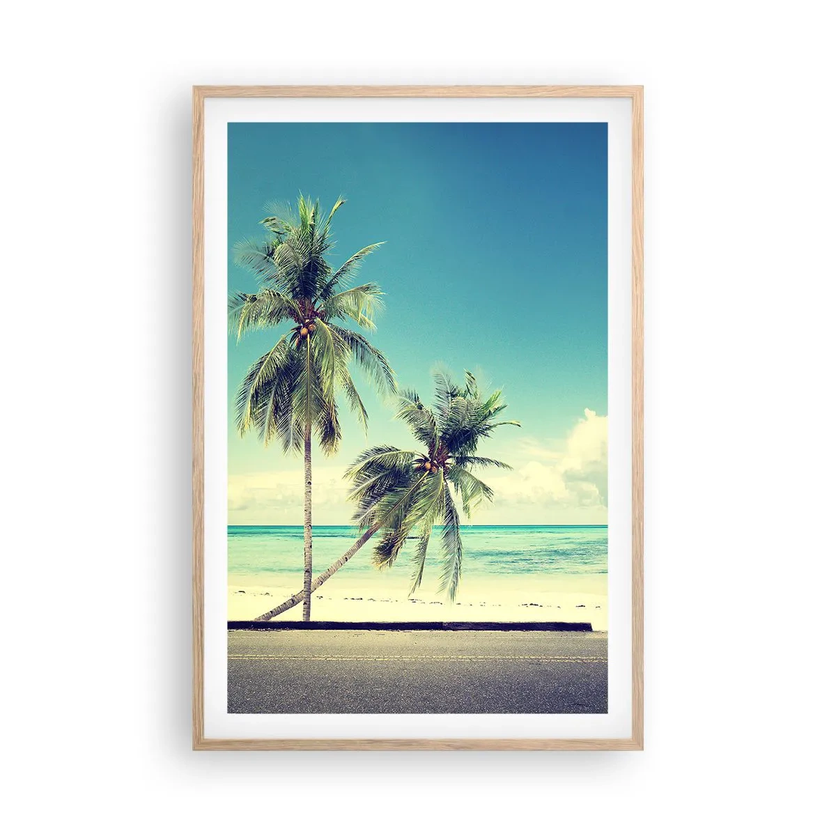 Poszter világos tölgy keretben - Ideje elkezdeni a nyaralást - 61x91 cm