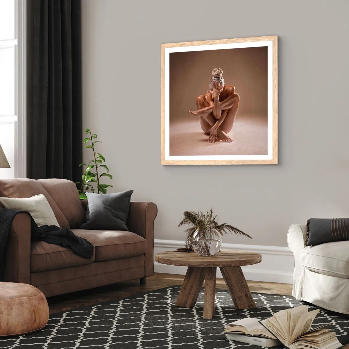 Poszter világos tölgy keretben - A test és a lélek egysége - 60x60 cm