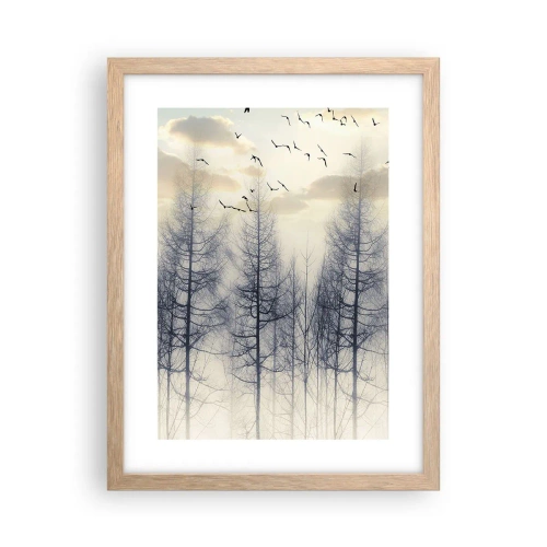 Poszter világos tölgy keretben - Erdei szellemek - 30x40 cm