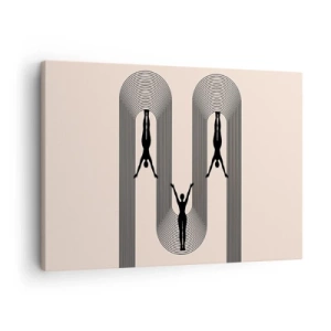 Vászonkép - Geometrikus sziluettek bézs alapon - 70x50cm - Fejjel lefelé - Modern fali dekoráció nappalihoz és hálószobához ARTTOR