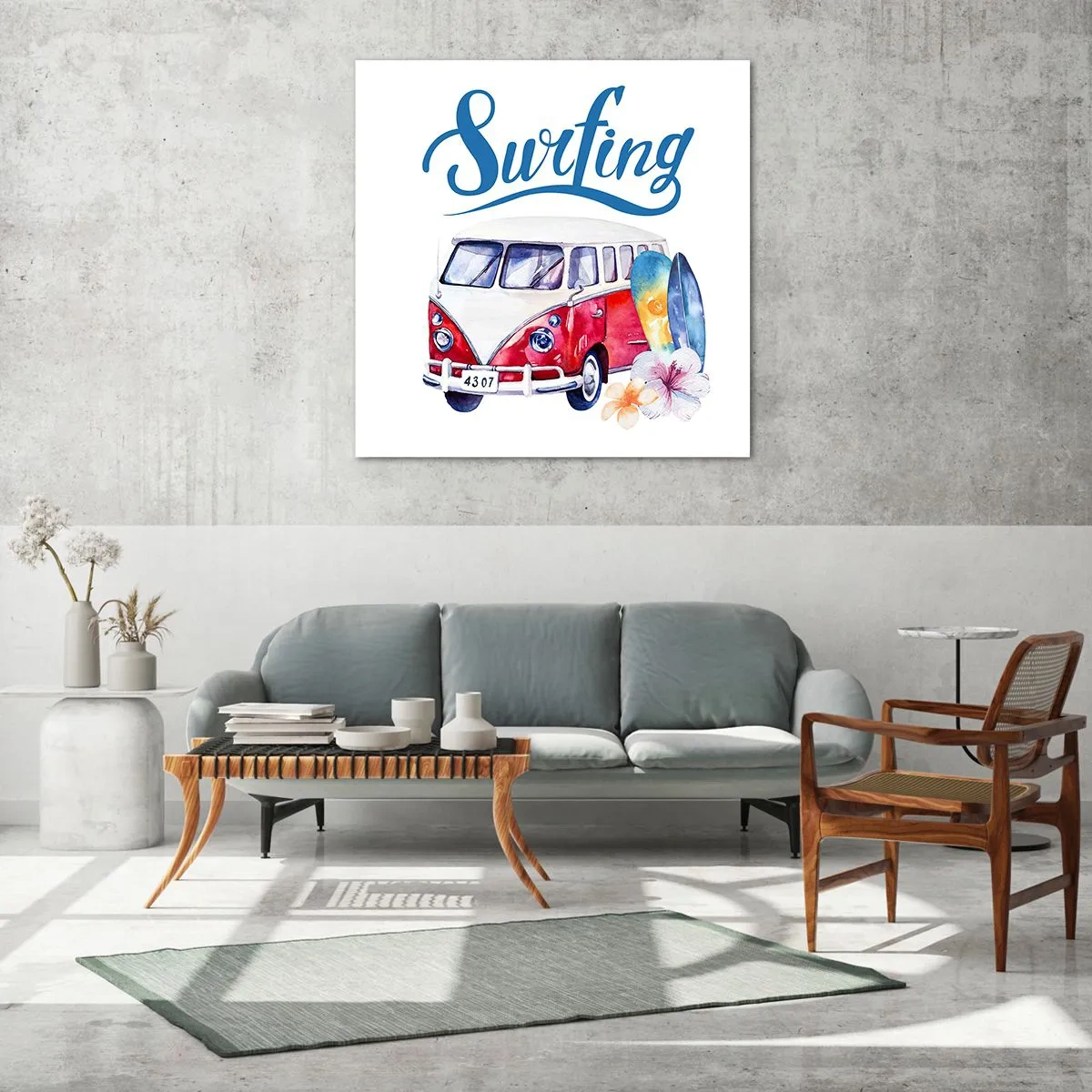 Üveg kép - Uborka - klasszikus egy szörfös számára - 70x70 cm