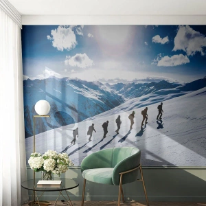 Fotótapéta Premium Sand - A hódítók csapata - Hegyi túra, Tájkép, Alpok - 100x70 cm