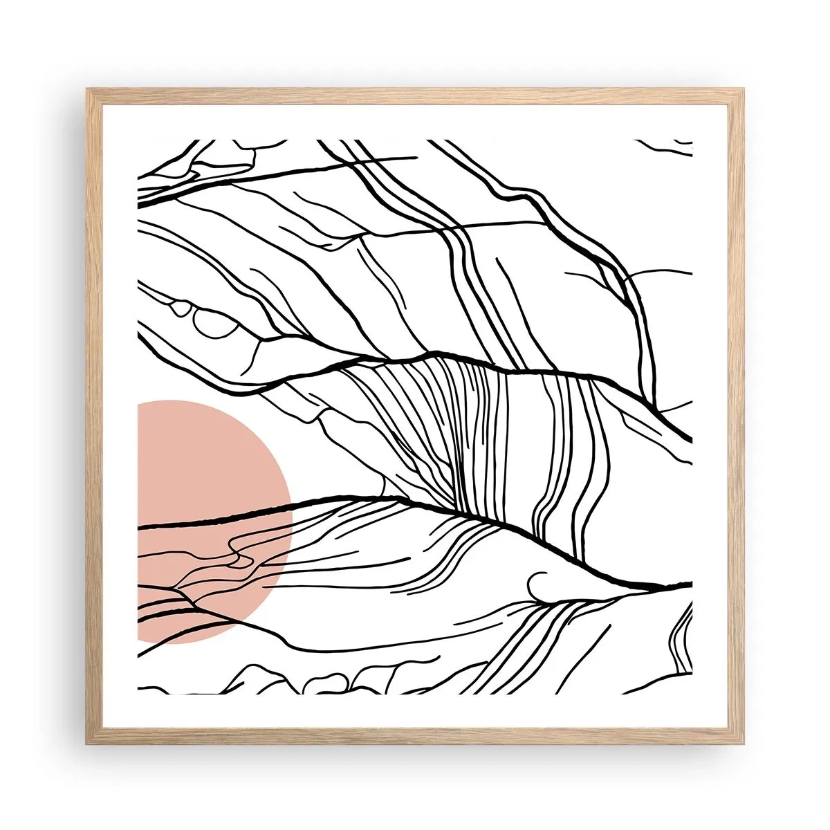 Poszter világos tölgy keretben - Gallyak hálójában - 60x60 cm