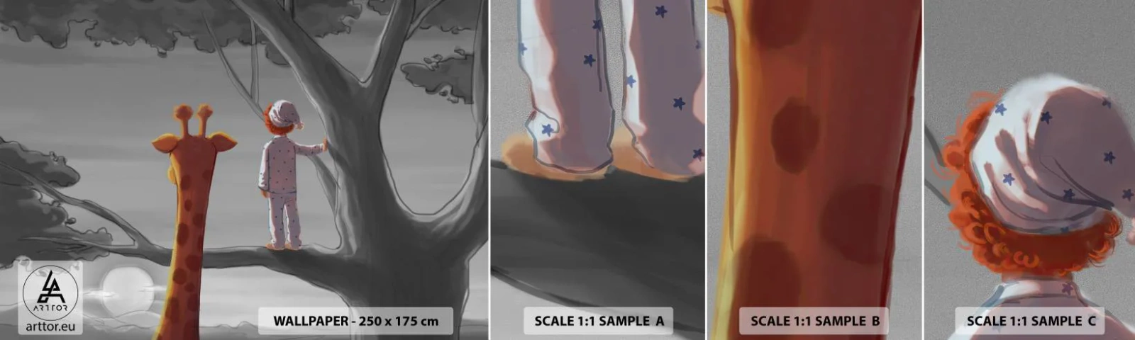 Fotótapéta Minta Öntapadós Deluxe Sticker - Ez tényleg történik - Zsiráf, Gyermekek, Álom - 100x30 cm