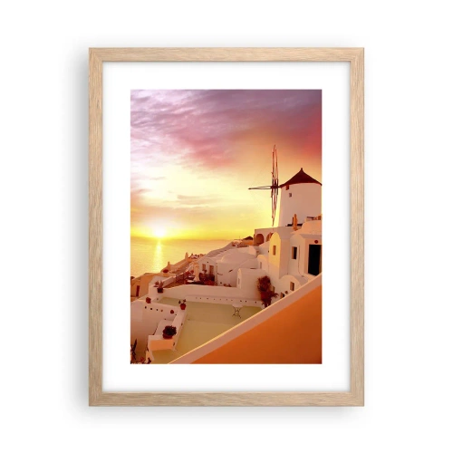 Poszter világos tölgy keretben - Szétfolyni a fehérben és aranyban - 30x40 cm