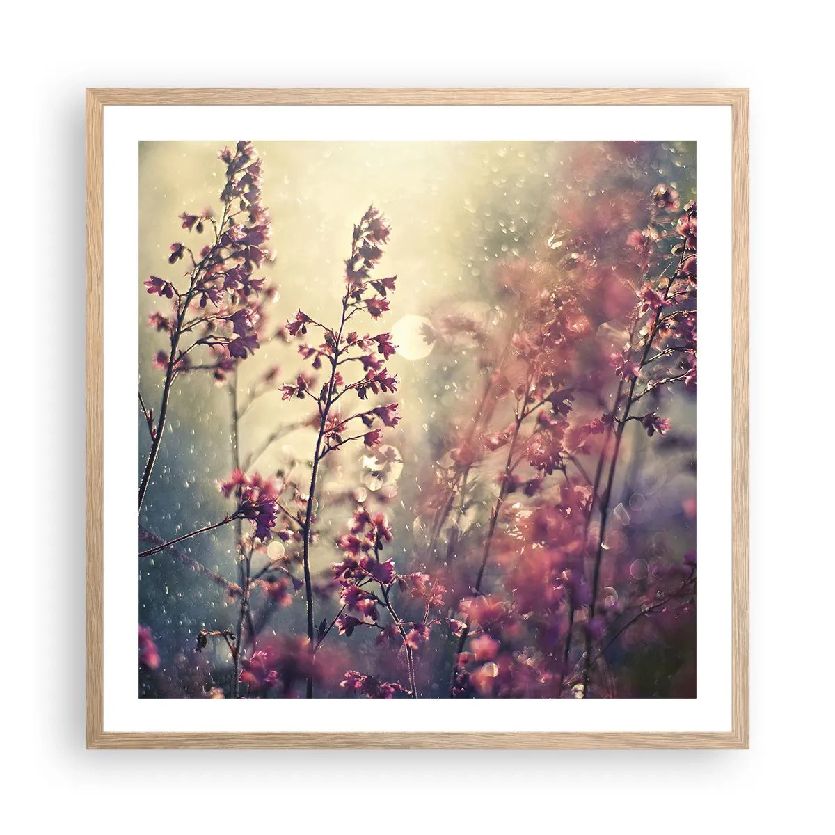 Poszter világos tölgy keretben - Titkos kert - 60x60 cm