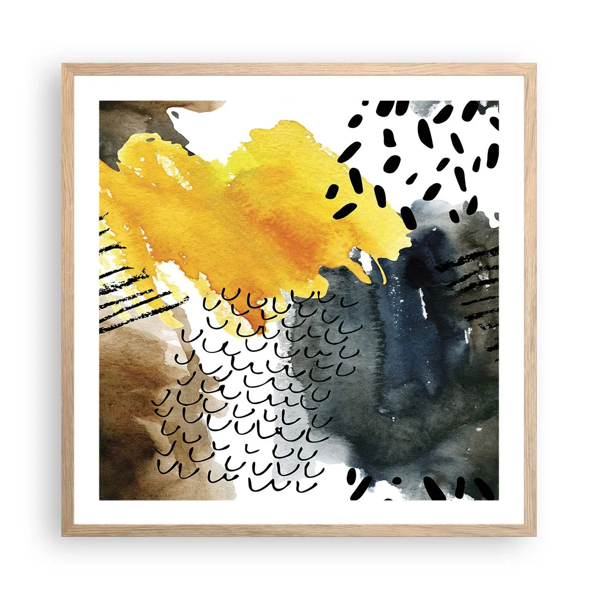 Poszter világos tölgy keretben - Az elemek találkozása - 60x60 cm