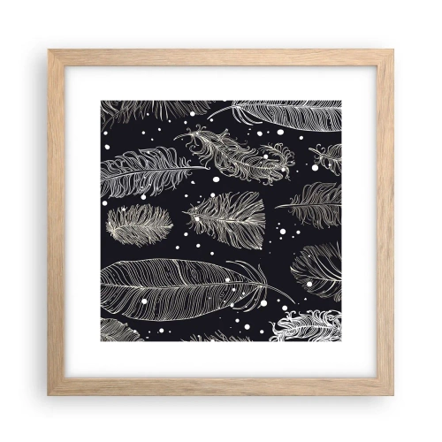 Poszter világos tölgy keretben - Tollas csipke - 30x30 cm