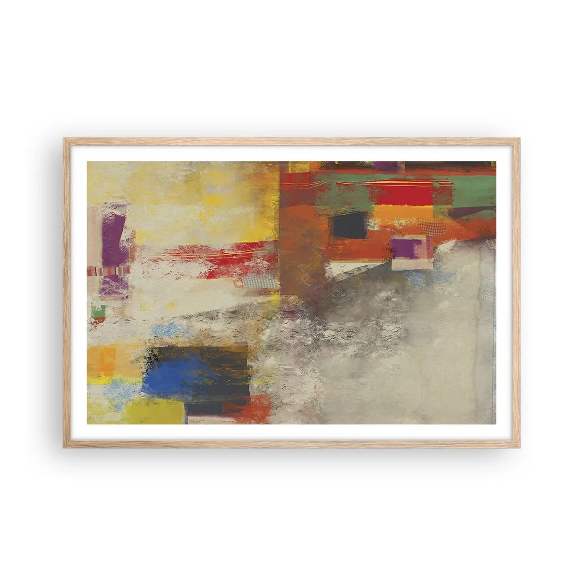 Poszter világos tölgy keretben - Színgeometria - 91x61 cm