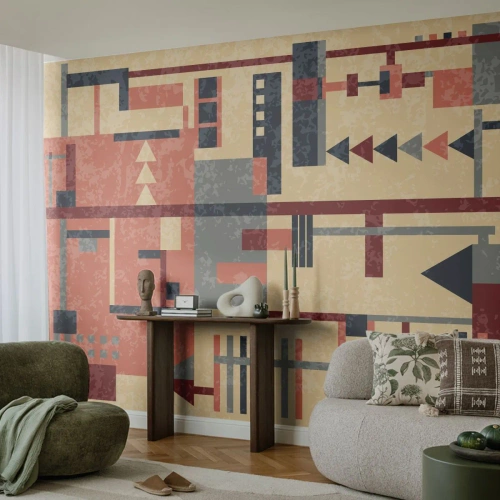 Öntapadós Fotótapéta Deluxe Sticker - A függőleges és vízszintes felületek kombinációja - Absztrakció, Darab, Modern minta - 350x256 cm