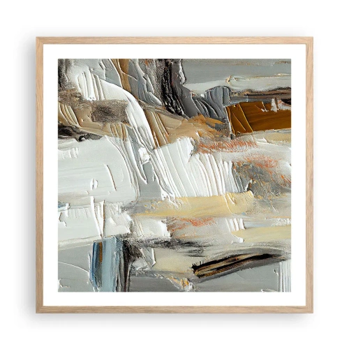 Poszter világos tölgy keretben - Színes rétegződés - 60x60 cm