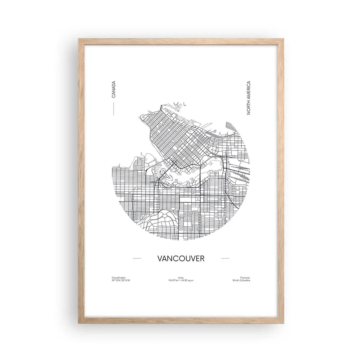 Poszter világos tölgy keretben - Vacouver anatómiája - 50x70 cm