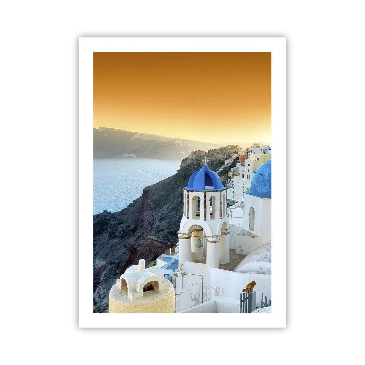 Poszter - Santorini – rásimulva a sziklákra - 50x70 cm