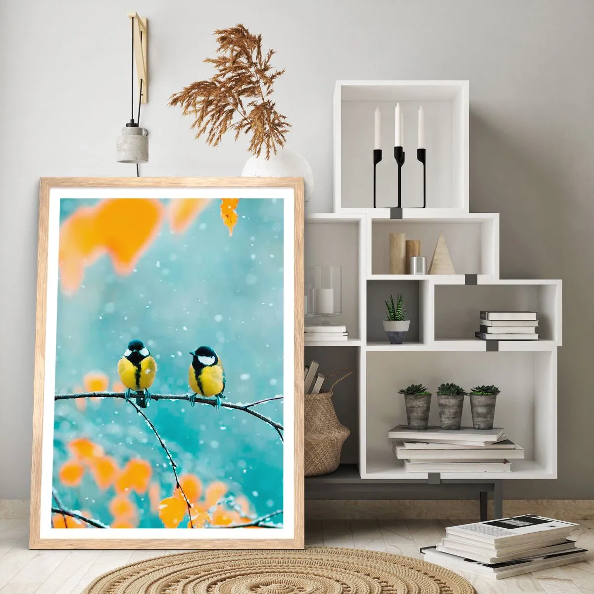 Poszter világos tölgy keretben - Madárpletykák - 40x50 cm