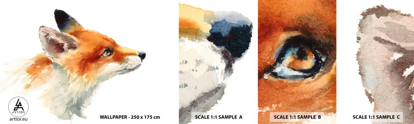 Fotótapéta Minta Öntapadós Deluxe Sticker - Óvatosság az első - Állatok, Róka, Absztrakció - 100x30 cm