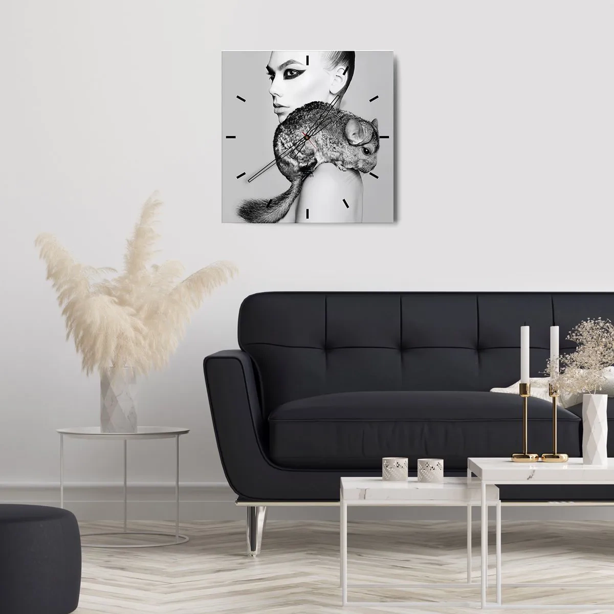 Falióra, Óra - Hölgy csincsillával - 30x30 cm