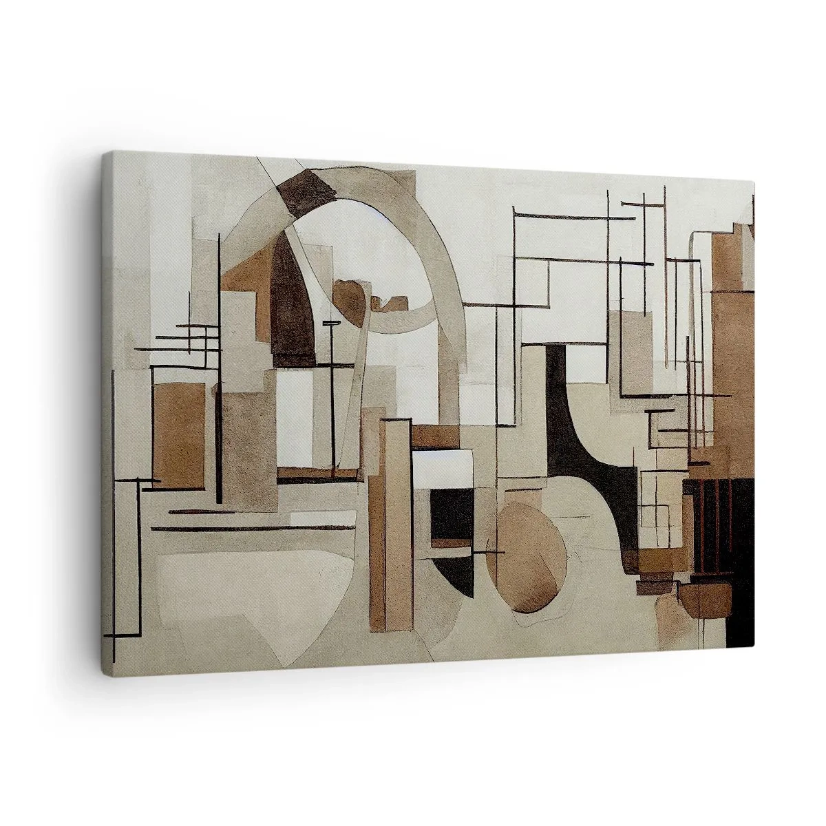 Vászonkép - Építészeti absztrakció bézs és barna színben - 70x50cm - Városkép 2.0 - Modern fali dekoráció nappalihoz és hálószobához ARTTOR