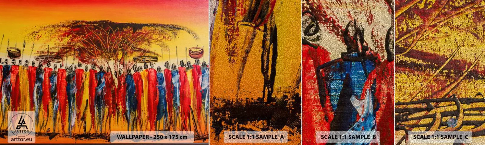 Fotótapéta Minta Premium Sand - Oda, oda, oda oda mennek - Darab, Emberek, Afrika - 100x30 cm