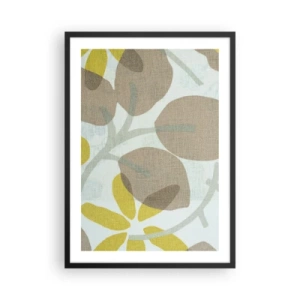 Poszter fehér keretben - Finom botanikai grafika természetes színekben - 50x70cm - Kompozíció a napsütésben - Modern fali dekoráció nappalihoz és hálószobához ARTTOR