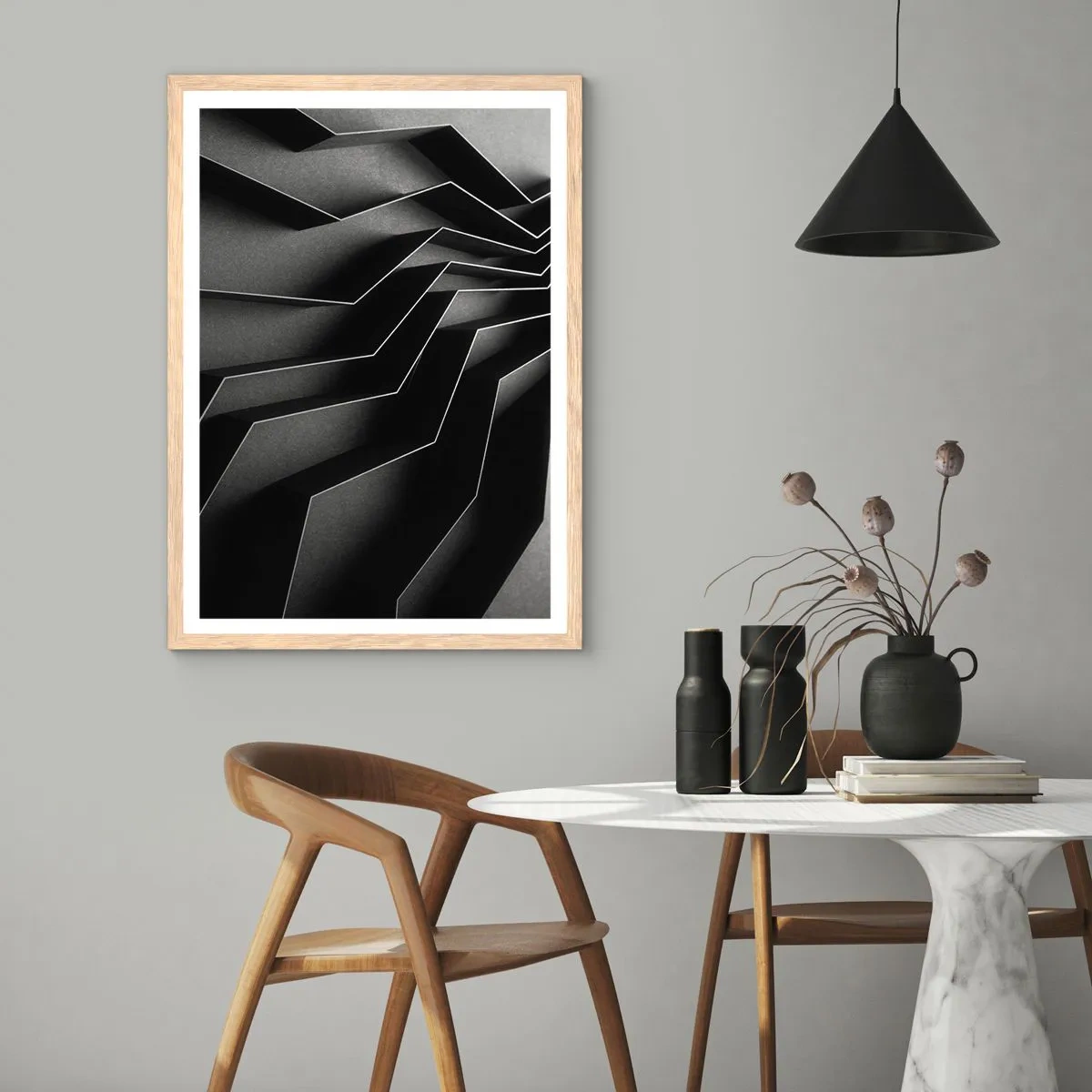 Poszter világos tölgy keretben - Térbeli rend - 61x91 cm