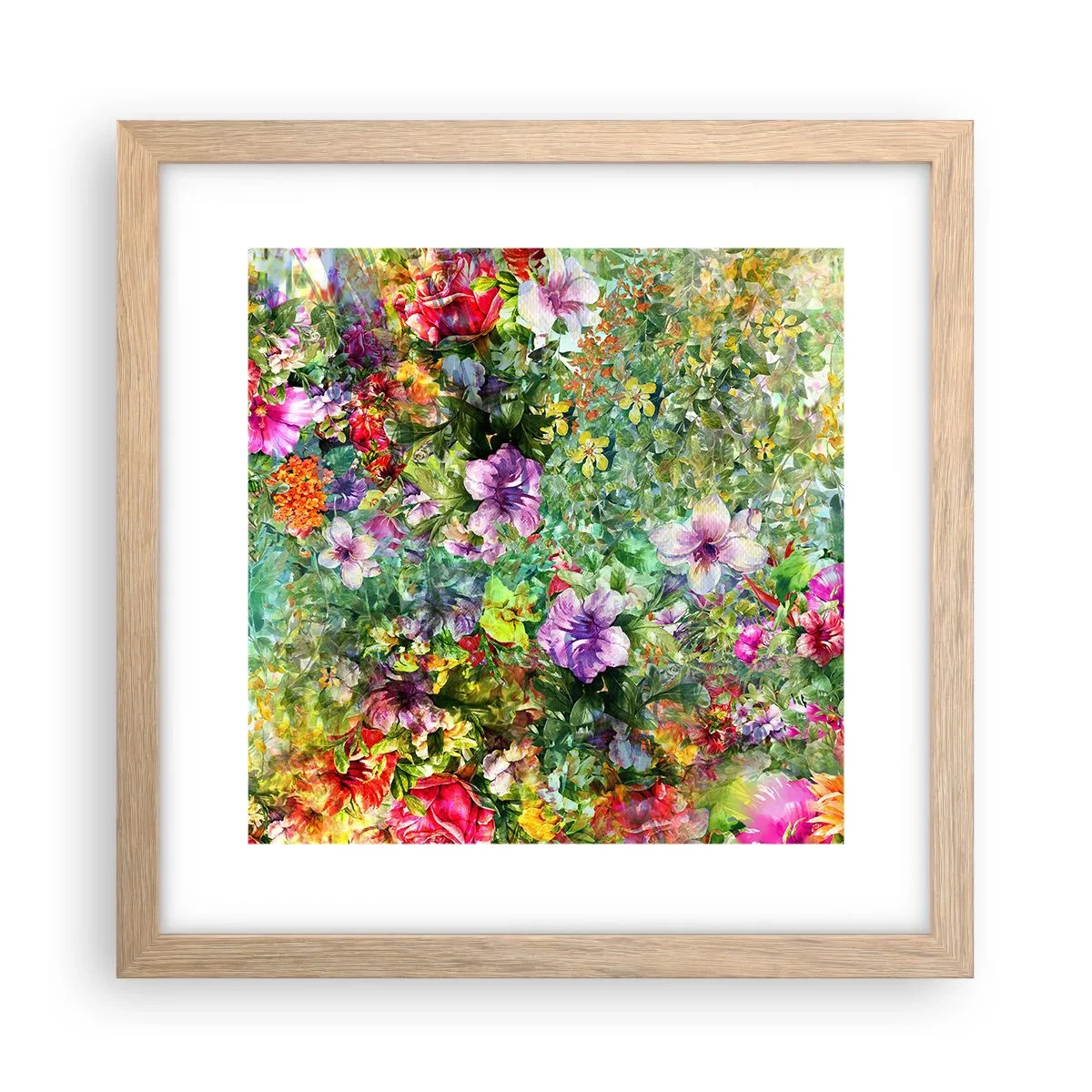 Poszter világos tölgy keretben - Virágokban a vesztünk - 30x30 cm