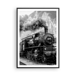 Poszter fehér keretben - Indulását a mozdony várja… - 70x100 cm