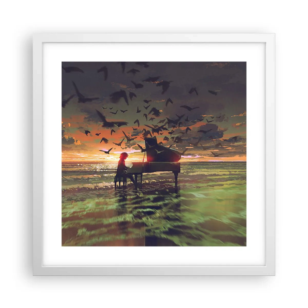Poszter fekete keretben - Koncert zongorára és a hullámokra - 40x40 cm