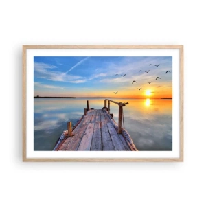 Poszter világos tölgy keretben - Menj egyenesen a nap felé - 70x50 cm