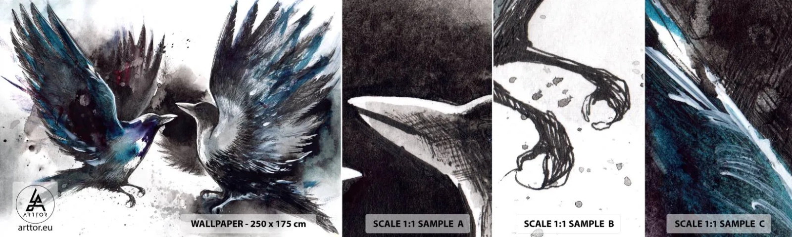 Fotótapéta Minta Standard Eco - Varjú a varjúnak… - Absztrakció, Madár, Állatok - 100x30 cm