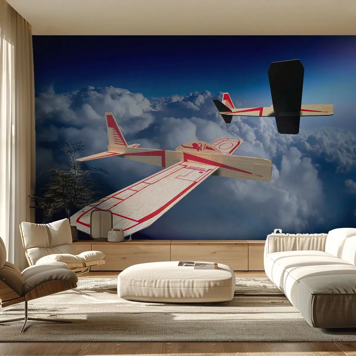 Fotótapéta Premium Sand - Még feljebb, még tovább - Repülőgép, Vitorlázó repülőgép, Felhők - 100x70 cm
