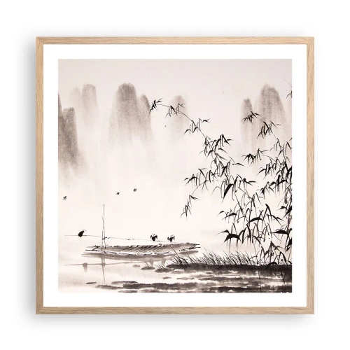 Poszter világos tölgy keretben - A rizsföldek csendje - 60x60 cm