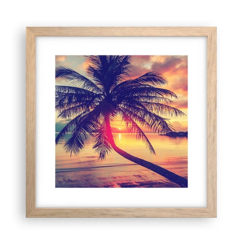 Poszter világos tölgy keretben - Este a pálmafák alatt - 30x30 cm