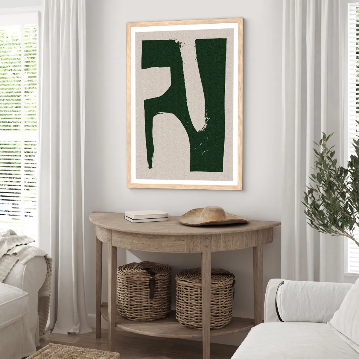 Poszter világos tölgy keretben - Fehér öblök - 70x100 cm