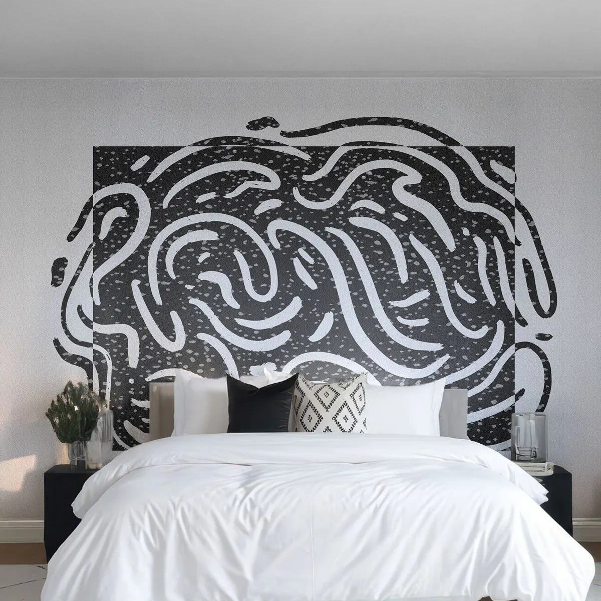 Fotótapéta Premium Canvas - Absztrakció: örömtánc - Boho, Fekete és fehér, Minimalizmus - 200x140 cm