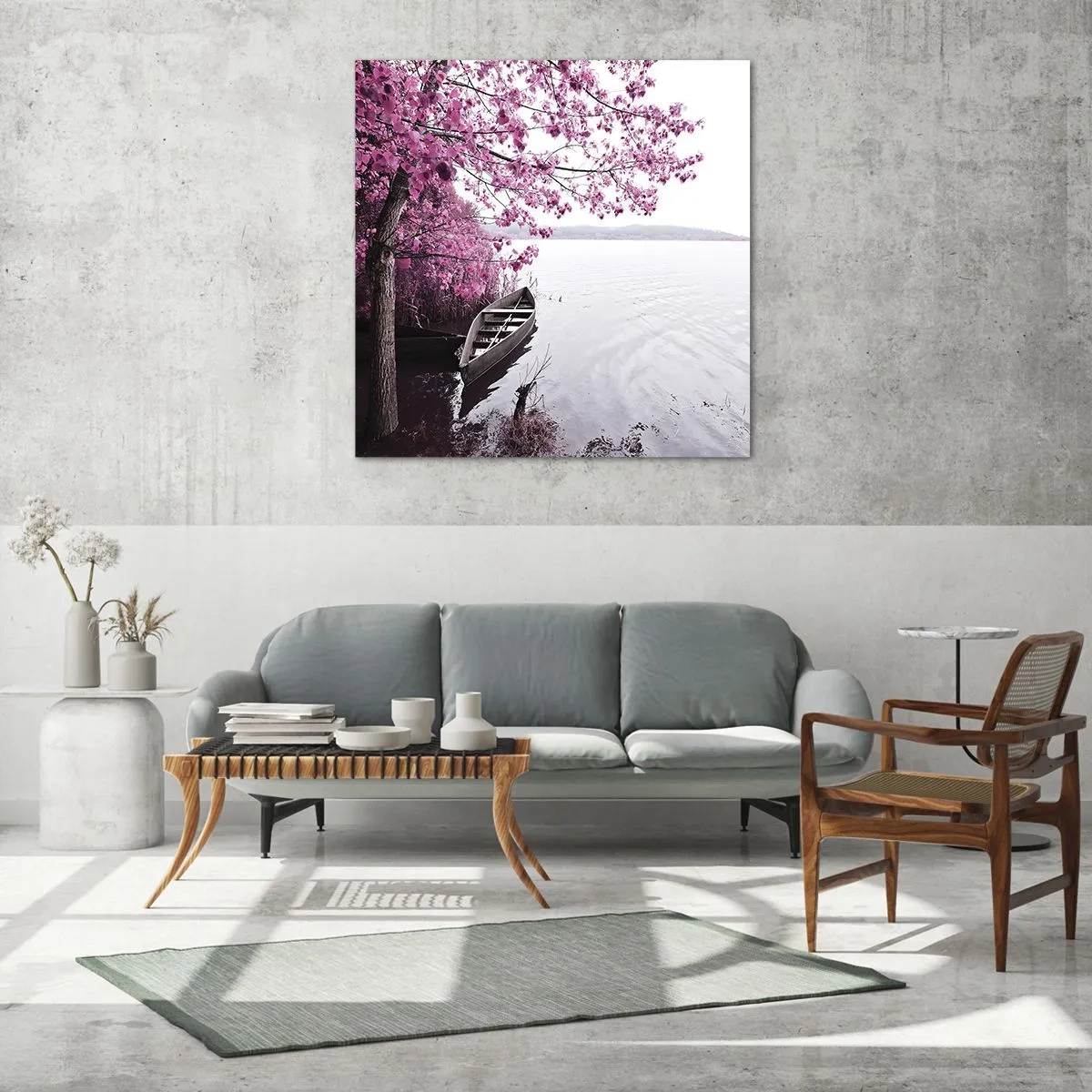 Üveg kép - Rózsaszín csendben - 70x70 cm