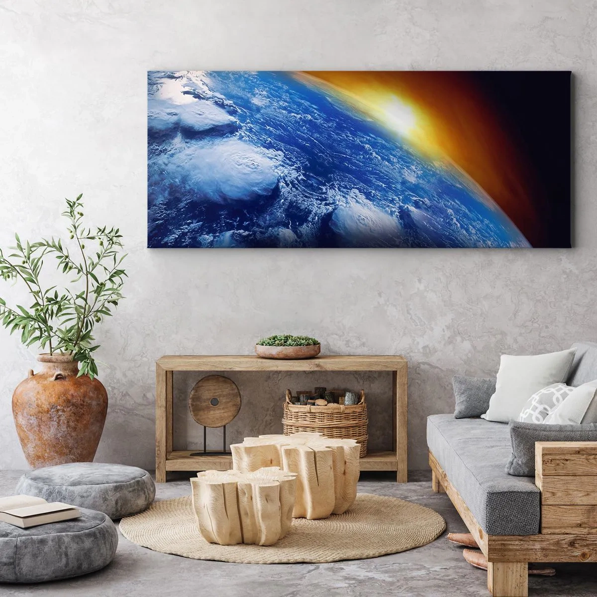 Vászonkép - Napkelte a kék bolygó felett - 120x50 cm